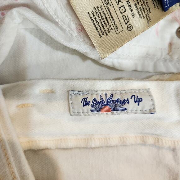 Scotch & Soda White Denim Frayed Hem Mid Rise The Charm Bootcut Jeans Sze 28/32 - Picture 11 of 16